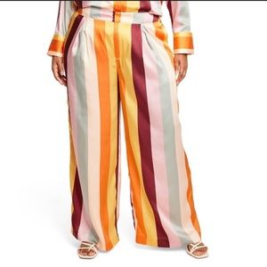 Women's Mixed Vertical Stripe Print Wide
Leg Pants - Fe Noel × Target 2X